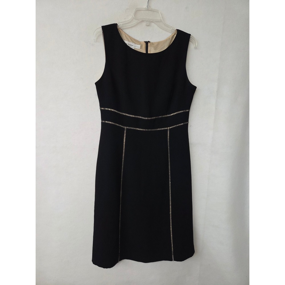 David‎ Warren New York Black Ladder Stitch Sleeveless Sheath Dress 10 3032338